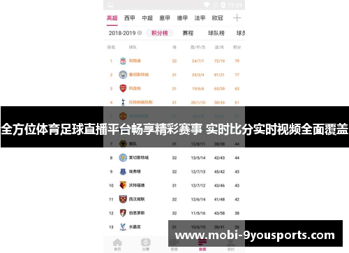 全方位体育足球直播平台畅享精彩赛事 实时比分实时视频全面覆盖