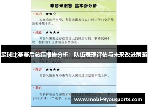 足球比赛赛后总结报告分析：队伍表现评估与未来改进策略